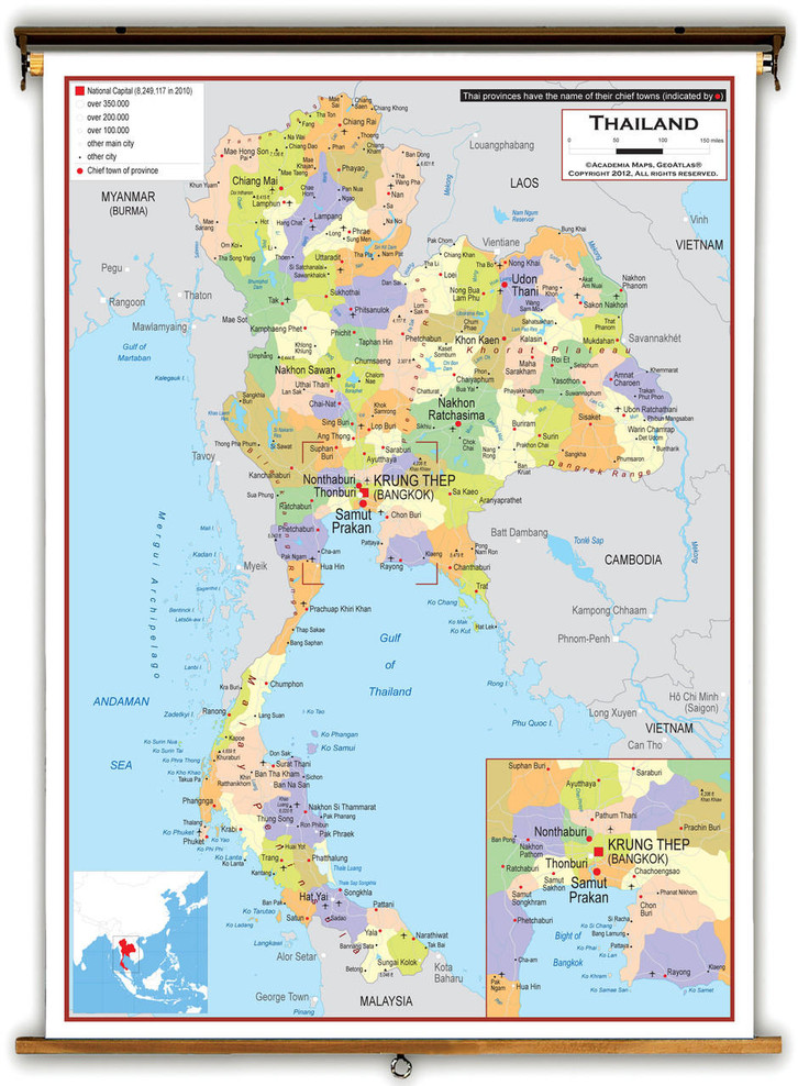 Thailand Political Educational Map from Academia Maps, image 1, World Maps Online