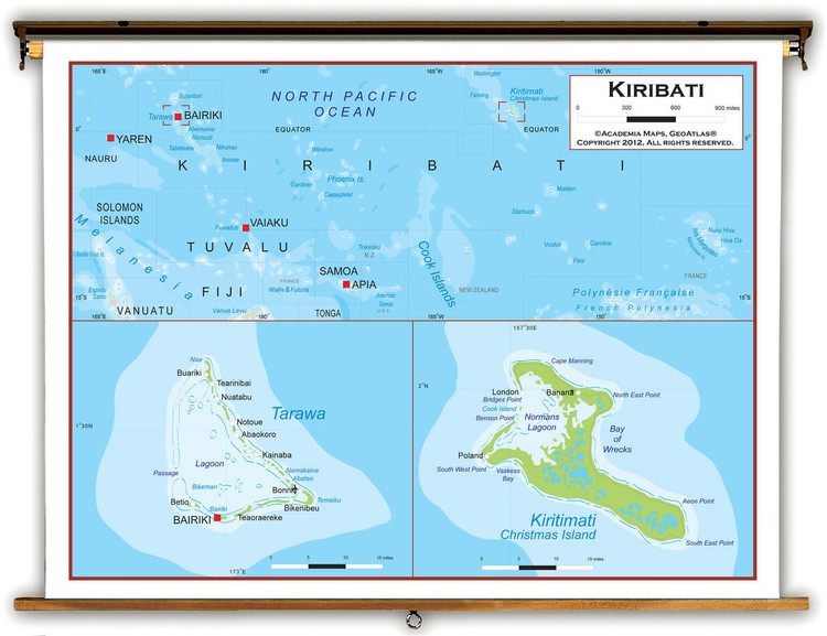 Kiribati Physical Educational Map from Academia Maps, image 1, World Maps Online