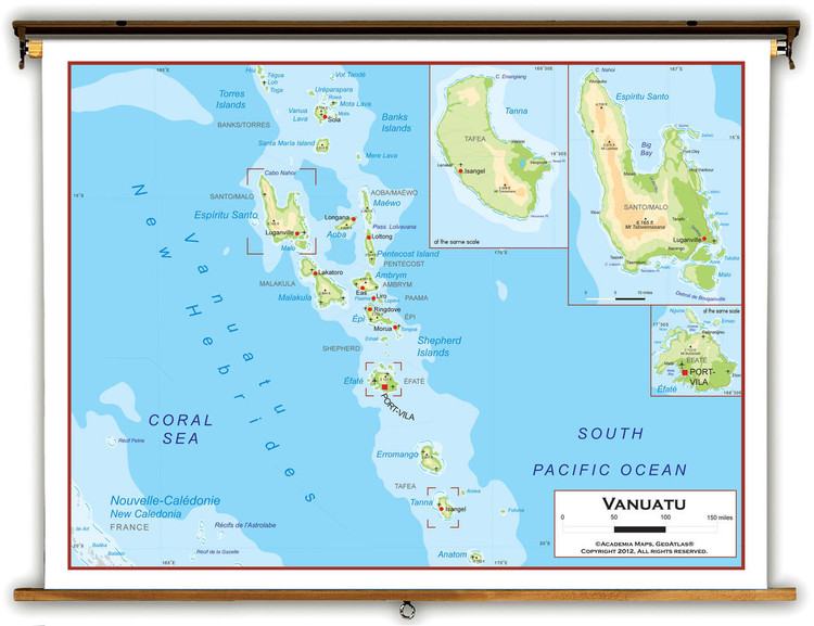 Vanuatu Physical Educational Map from Academia Maps, image 1, World Maps Online