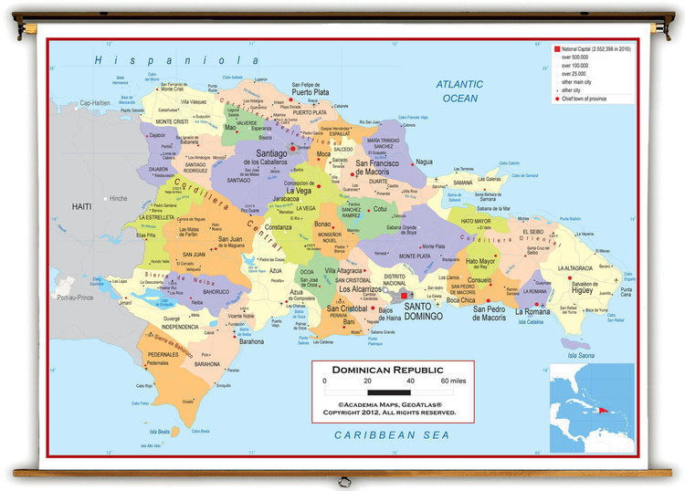 Dominican Republic Political Wall Map from Academia Maps, image 1, World Maps Online