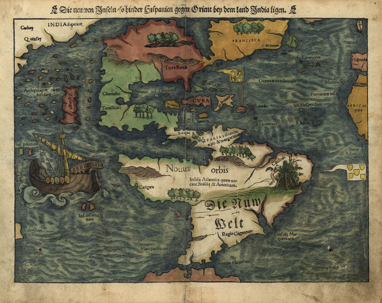Historic Map - The Americas - 1550, image 1, World Maps Online