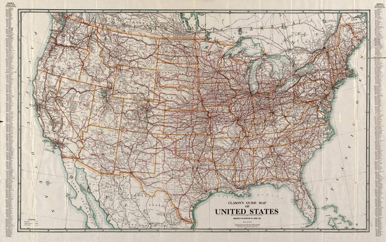 Historic Railroad Map of the United States - 1919, image 1, World Maps Online