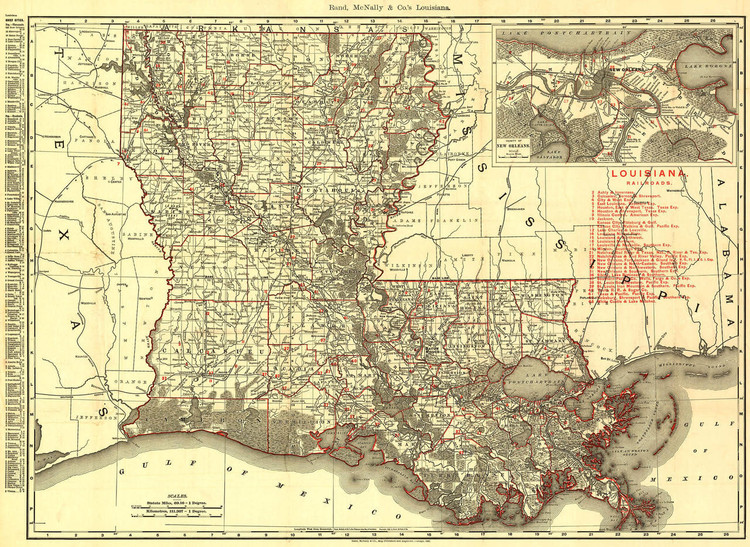 Historic Railroad Map of Louisiana - 1896, image 1, World Maps Online