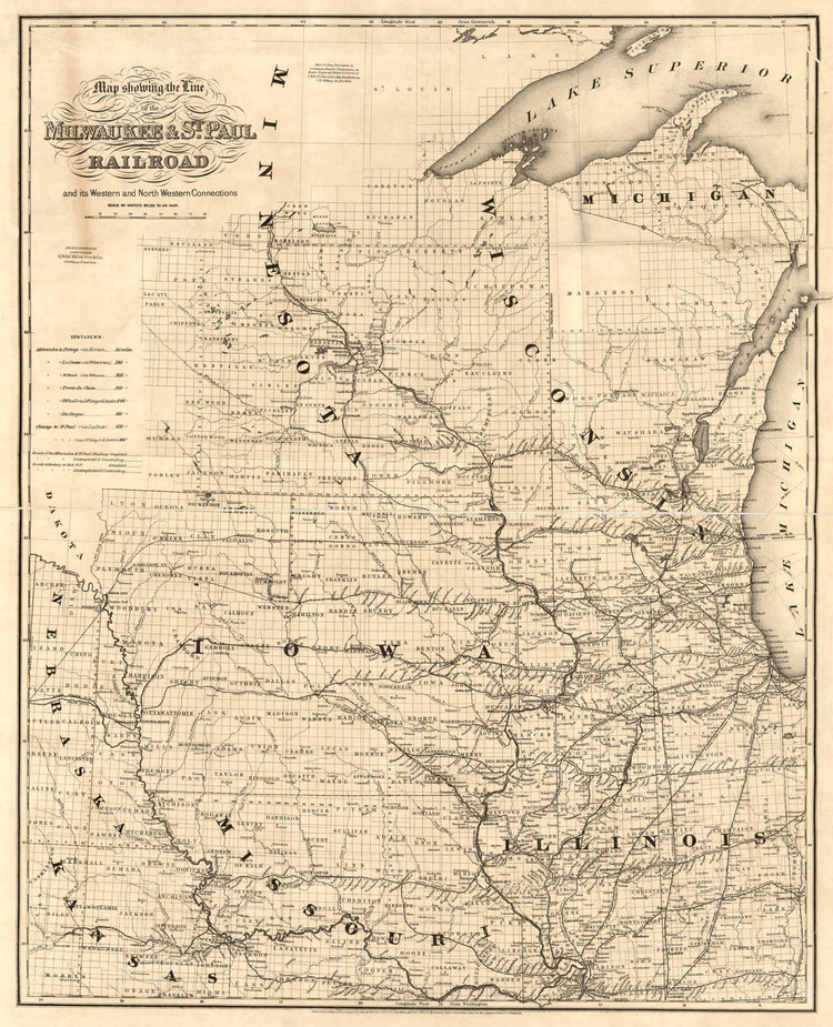 Historic Railroad Map of the Midwest - 1865, image 1, World Maps Online