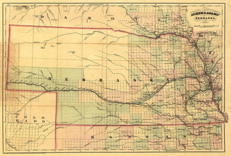 Historic Railroad Map of Nebraska - 1874, image 1, World Maps Online