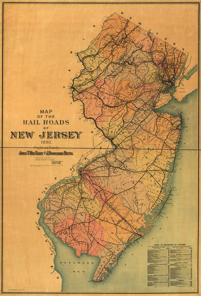 Historic Railroad Map of New Jersey - 1887, image 1, World Maps Online