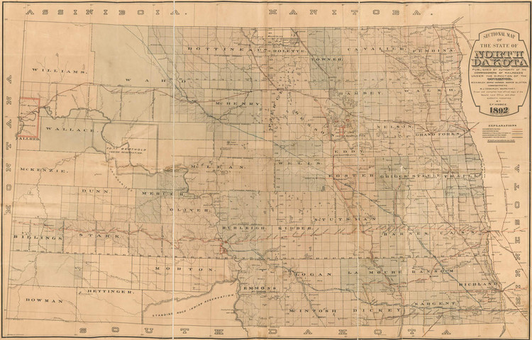 Historic Railroad Map of North Dakota - 1892, image 1, World Maps Online