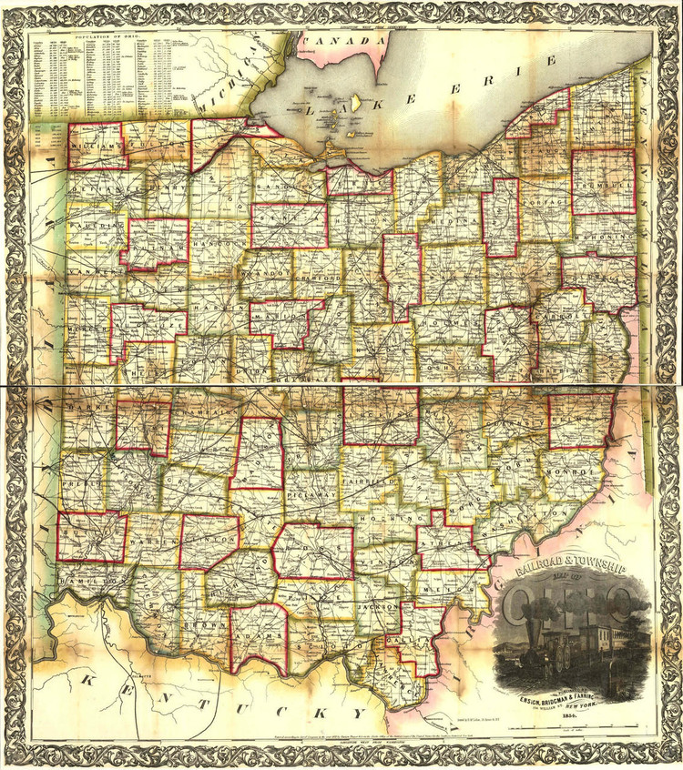 Historic Railroad Map of Ohio - 1851, image 1, World Maps Online