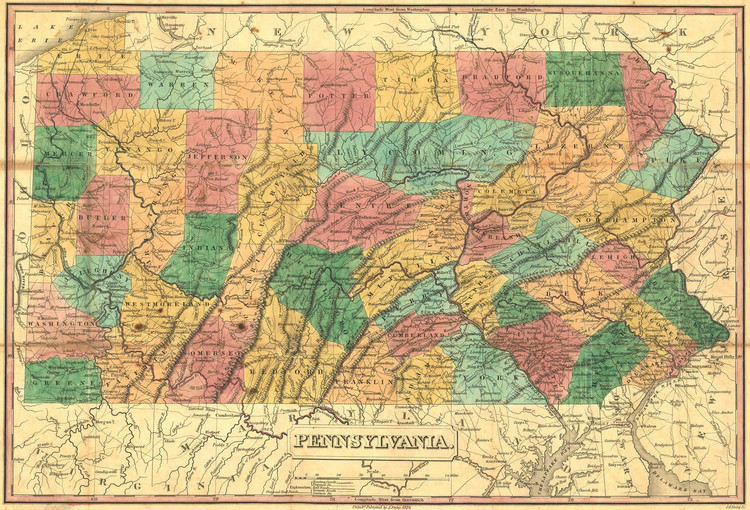 Historic Railroad Map of Pennsylvania - 1829, image 1, World Maps Online