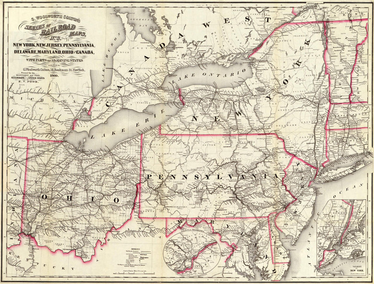 Historic Railroad Map of Pennsylvania & Vicinity - 1860, image 1, World Maps Online
