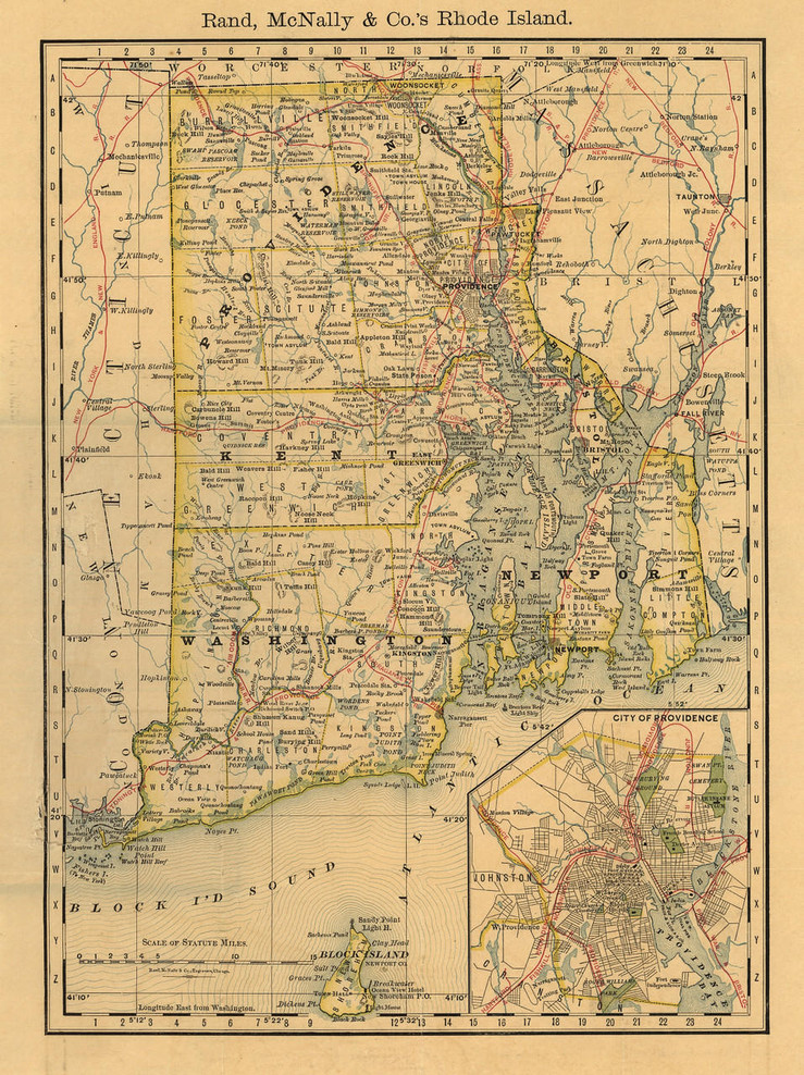 Historic Railroad Map of Rhode Island - 1875, image 1, World Maps Online