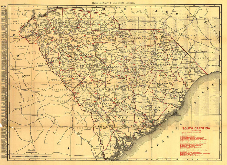 Historic Railroad Map of South Carolina - 1900, image 1, World Maps Online