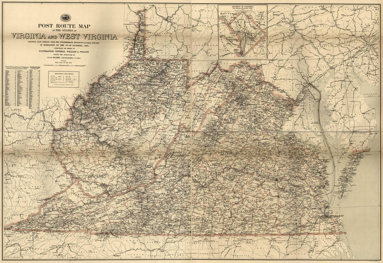 Historic Railroad Map of Virginia & West Virginia - 1896, image 1, World Maps Online