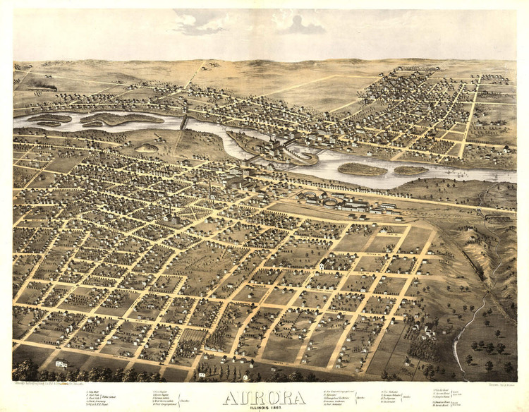Historic Map - Aurora, IL - 1867, image 1, World Maps Online