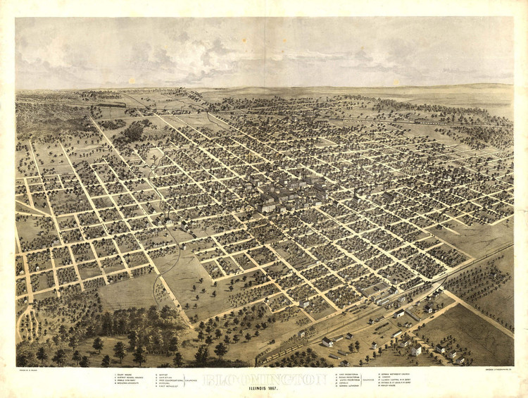 Historic Map - Bloomington, IL - 1867, image 1, World Maps Online