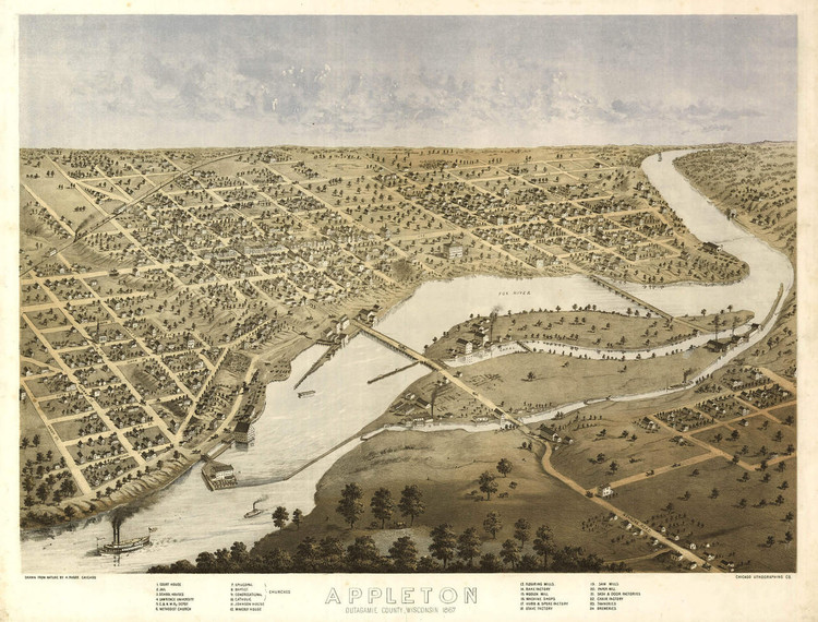 Historic Map - Appleton, WI - 1867, image 1, World Maps Online