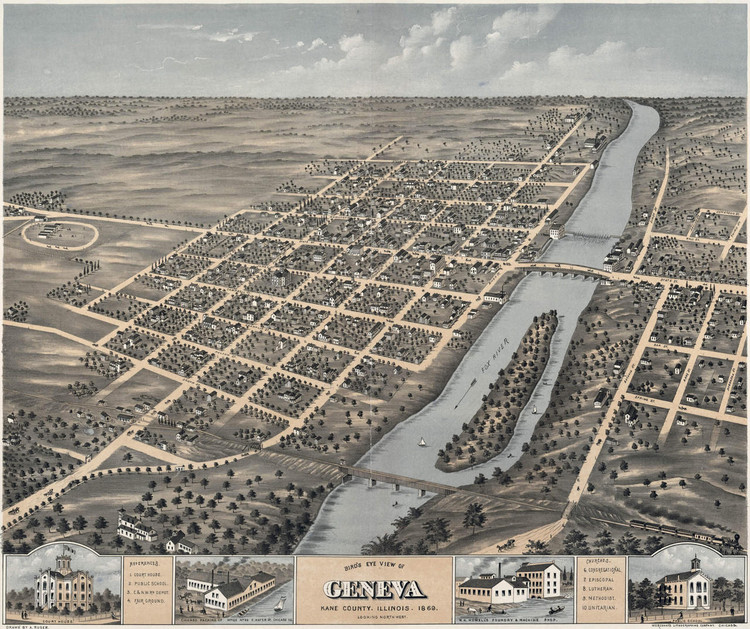 Historic Map - Geneva, IL - 1869, image 1, World Maps Online