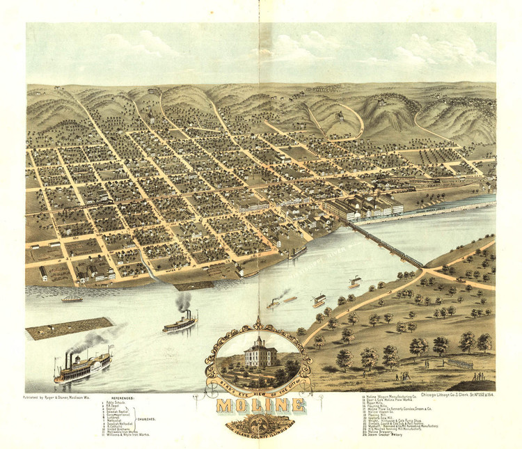 Historic Map - Moline, IL - 1869, image 1, World Maps Online