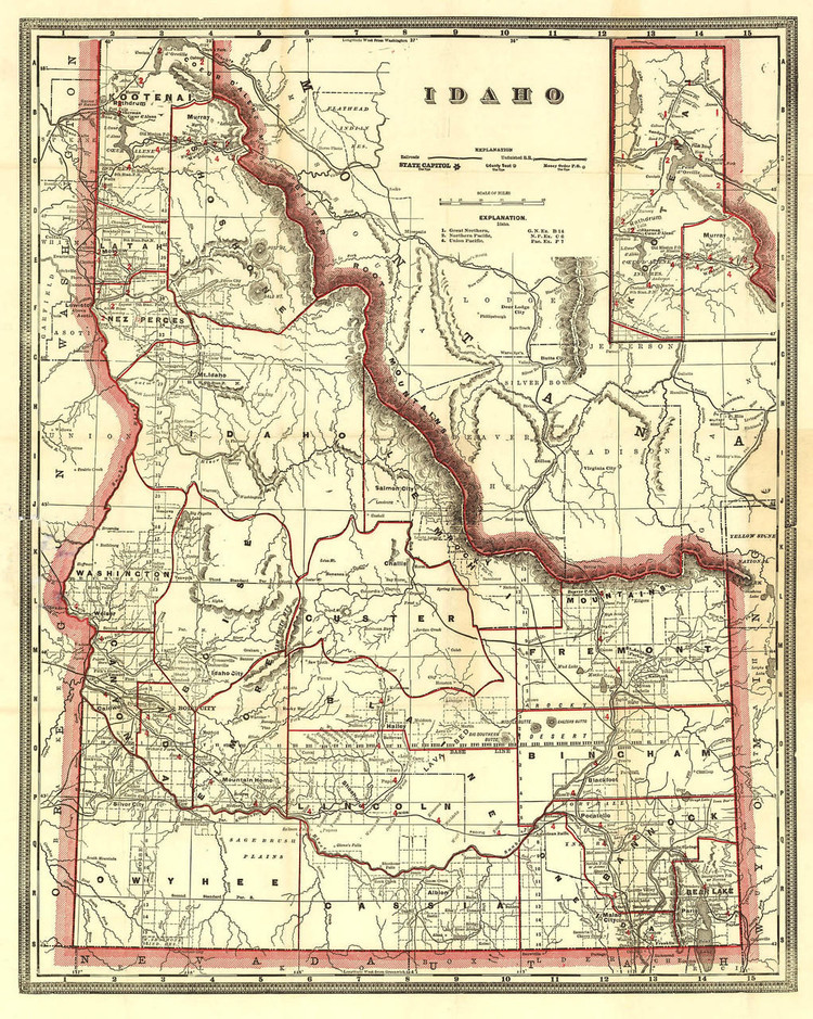 Historic Map - Idaho - Railroad Map - 1896, image 1, World Maps Online