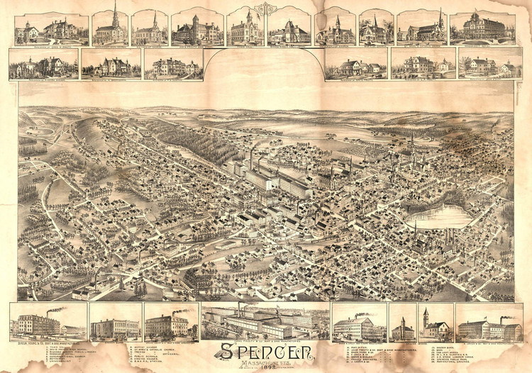 Historic Map - Spencer, MA - 1892, image 1, World Maps Online