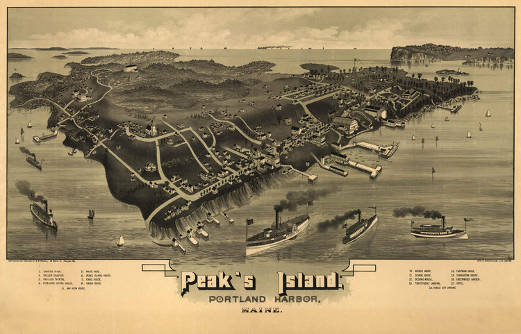 Historic Map - Peaks Island - Portland Harbor, ME - 1886, image 1, World Maps Online