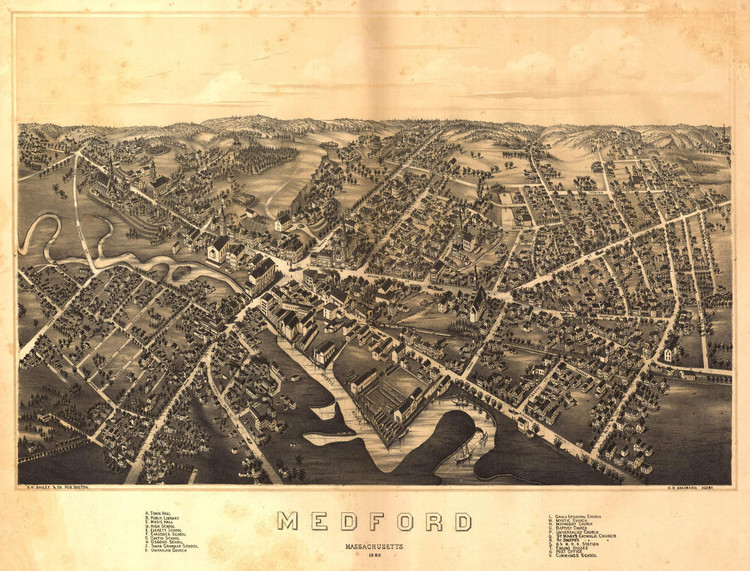 Historic Map - Medford, MA - 1880, image 1, World Maps Online