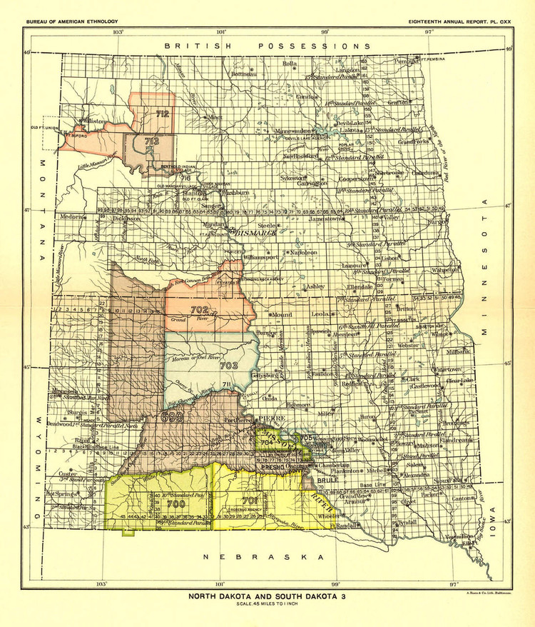 Historical Map of North Dakota & South Dakota 3 - Indian Lands - 1896, image 1, World Maps Online
