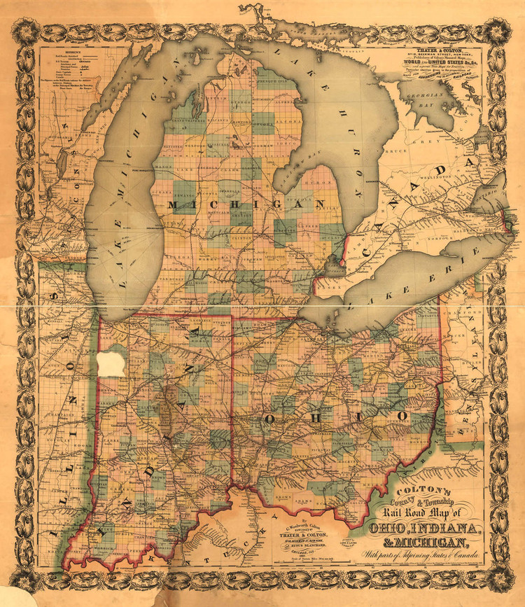 Historic Railroad Map of the Midwest - 1859 - G.W. Colton, image 1, World Maps Online