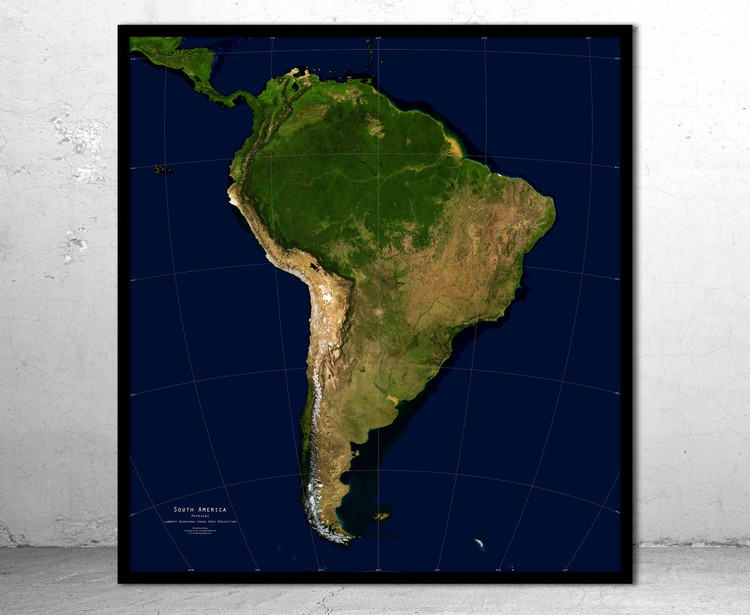 South America Physical Satellite Image Map, image 1, World Maps Online