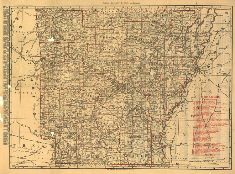 Historic Railroad Map of Arkansas - 1898, image 1, World Maps Online