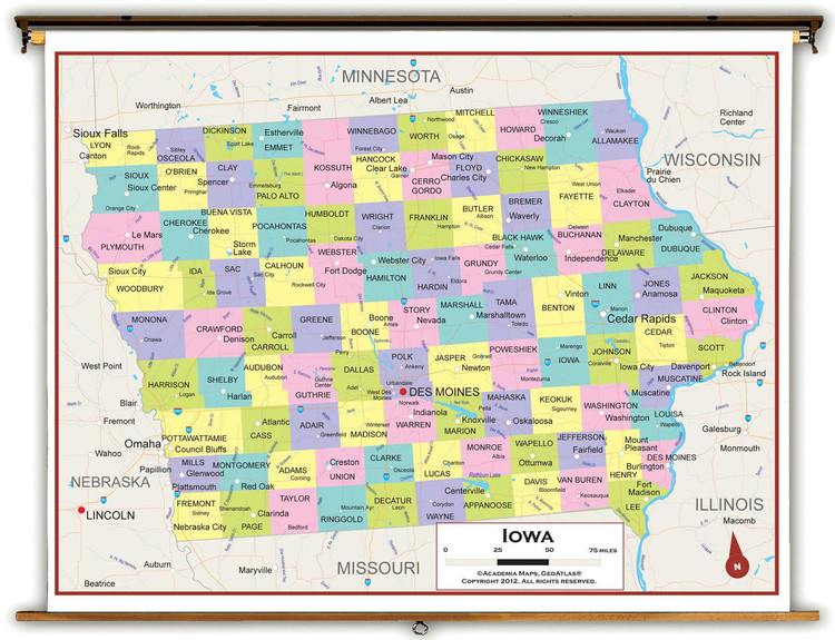 Iowa Political Spring Roller Map, image 1, World Maps Online