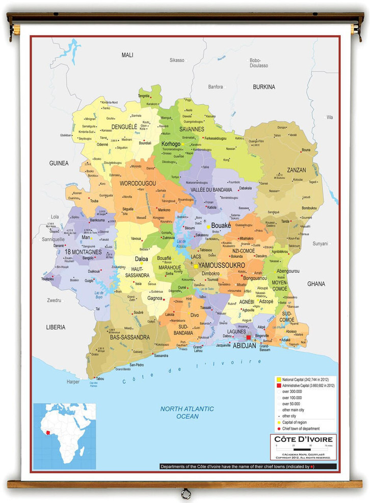 Cote DIvoire Political Educational Map from Academia Maps, image 1, World Maps Online