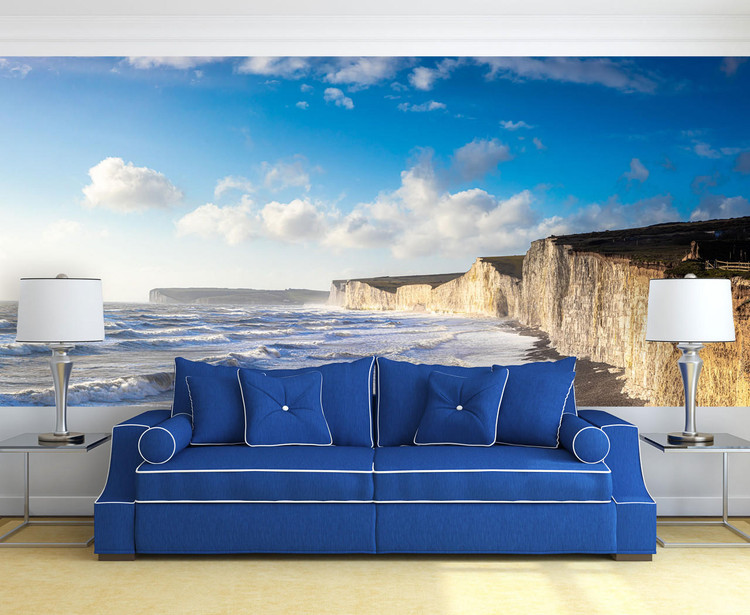 Seven Sisters Chalk Cliffs England Panorama Wall Mural, image 2, World Maps Online