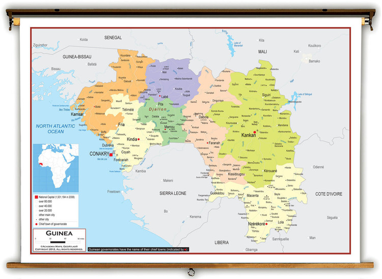 Guinea Political Educational Map from Academia Maps, image 1, World Maps Online