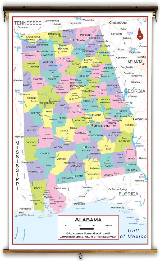 Alabama Political Spring Roller Map, image 1, World Maps Online