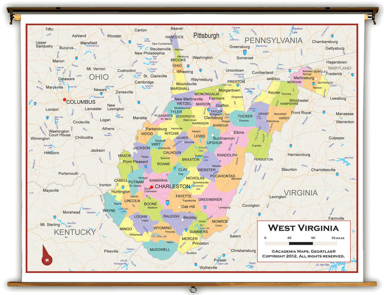 West Virginia Political Pull-Down Map, image 1, World Maps Online