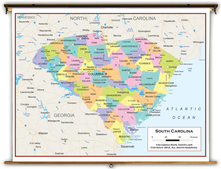 South Carolina Political Spring Roller Map, image 1, World Maps Online