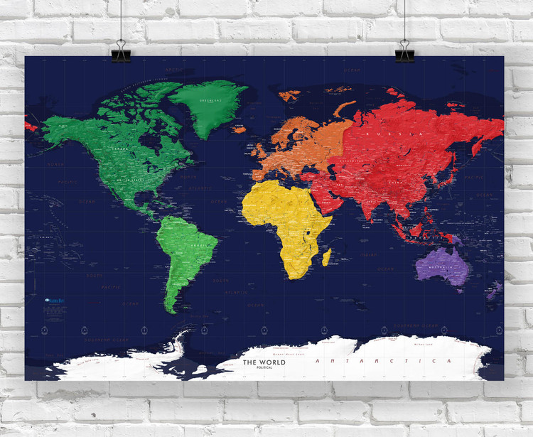 Dark Oceans World Political Wall Map, image 1, World Maps Online