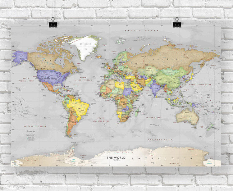 Gray Oceans World Political Wall Map, image 1, World Maps Online