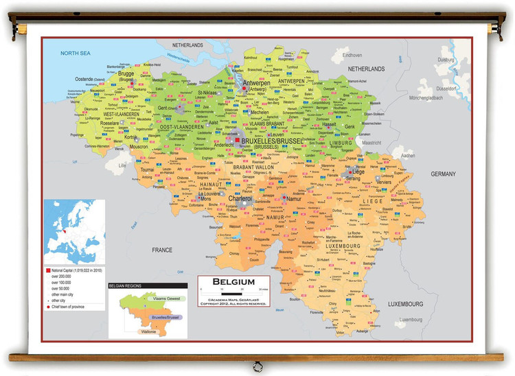 Belgium Political Educational Map from Academia Maps, image 1, World Maps Online