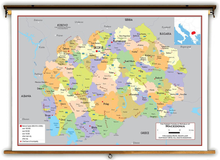 Macedonia Political Educational Map from Academia Maps, image 1, World Maps Online