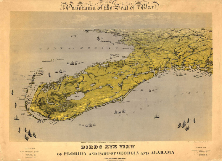 Historic Map - Florida - Civil War - Seat of War (South) - 1861, image 1, World Maps Online