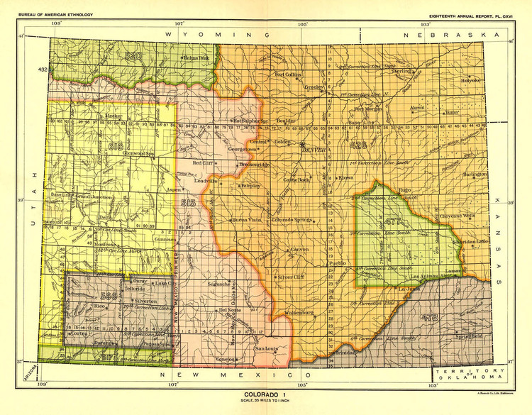 Historical Map of Colorado - Indian Lands - 1896, image 1, World Maps Online