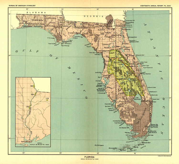 Historical Map of Florida - Indian Lands - 1896, image 1, World Maps Online