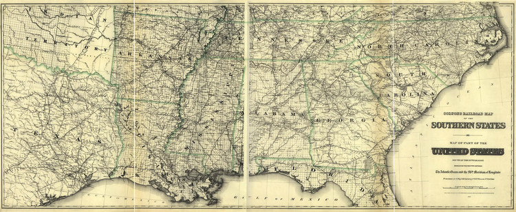 Historic Railroad Map of the Southern United States - 1883, image 1, World Maps Online