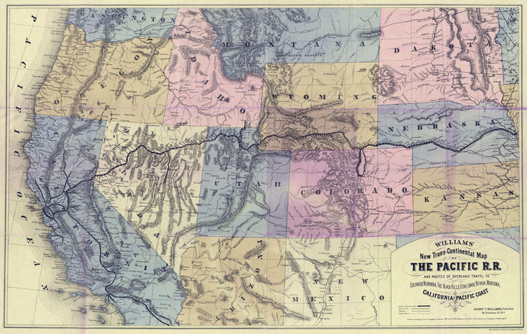 Historic Railroad Map of the Western United States - 1877, image 1, World Maps Online