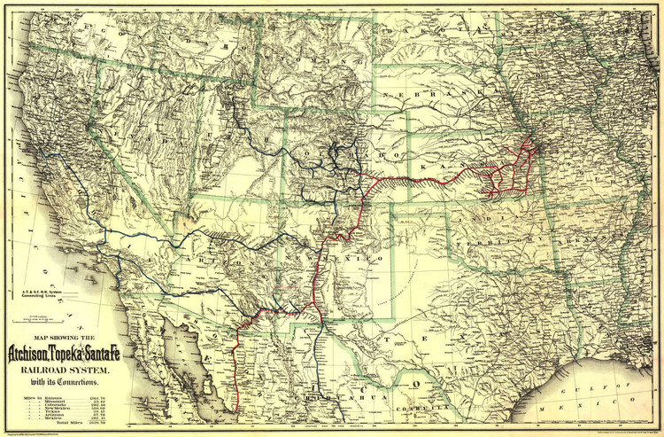 Historic Railroad Map of the Southwestern United States - 1883, image 1, World Maps Online