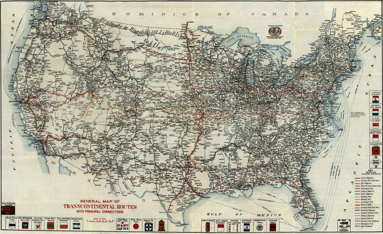 Historic Railroad Map of the United States - 1918, image 1, World Maps Online