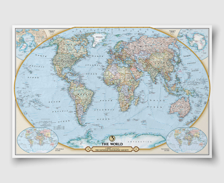 National Geographic World Political Wall Map - 125th Anniversary