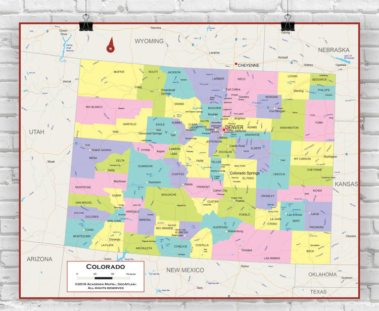 Colorado Wall Map - Political, image 1, World Maps Online